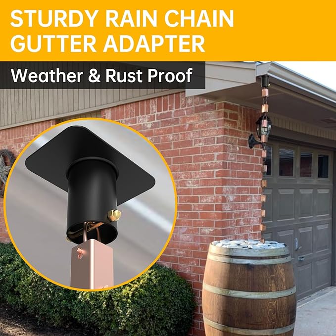 ForoGore 4 Pack Rain Chain Gutter Adapter Black Metal Rain Chain Adapter with Bolt Rain Chain Installation for Rain Chain Outside Gutters Downspout