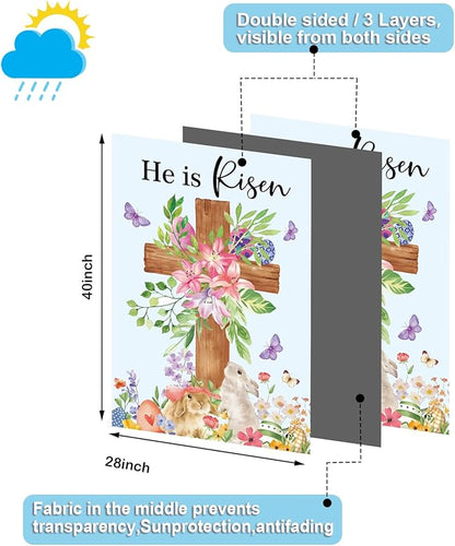 Christian Seasonal Garden Flags Set of 12 Double Sided 28 x 40 Inch Cross Yard Flags, Large Flags for Outside, Fall Winter Easter Christmas Outdoor Flags, Holiday House Flags for All Seasons