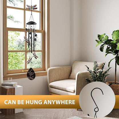 Dragonfly Wind Chime for Outside, Alloy Material Windchimes Outdoors, Fun Black Wind Chimes, for Outdoor, Garden, Yard, Patio Decoration, Gifts for Mom Neighbor Friend Unisex, Valentine's Day Gifts