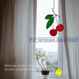 Stained Glass red Cherry Window Hanging Sun Catcher Christmas Thanksgiving Gifts Birthday Gifts for Lover and Friends