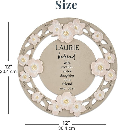 Let's Make Memories Personalized Memorial Garden Stone - Loved by All - Floral - Sympathy