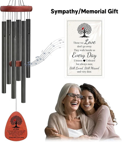 Cardinal Wind Chimes for Loss of Loved One, Sympathy Wind Chimes Home Decor Outdoor Garden, Gifts for Bereavement, Condolence, Funeral, Soothing Melodic Tones with Mute Option C2