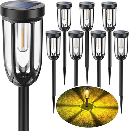 Barleit Solar Lights Outdoor 8 Pack, Solar Pathway Lights, Solar Lights Outdoor Waterproof IP65, Bright Auto On/Off Garden Lights, Solar Landscape Lights for Driveway Walkway Lawn Yard (Warm White)