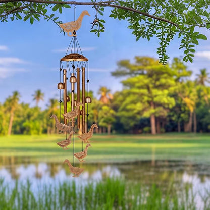 GDNSFIT Duck Wind Chimes for Outside, Metal Windchimes Outdoors, Duck Gifts for Women/Men, Memorial/Birthday Gifts, Garden Decor for Outside, Patio or Yard, Durable Chimes for Outdoors