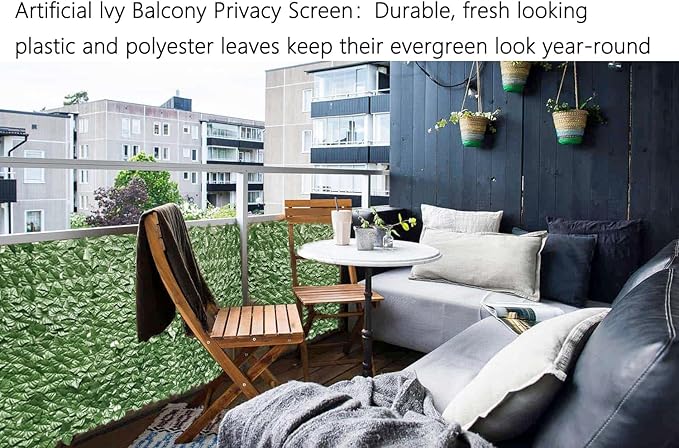 Privacy Fence Screen Artificial Ivy Grass Wall Screen 240x40 in Balcony Fence Privacy Screen Faux Vines Green Backdrop Fake Ivy Wall Panels Hedge Fence for Patio,Garden, Backyard Indoor Outdoor deocr