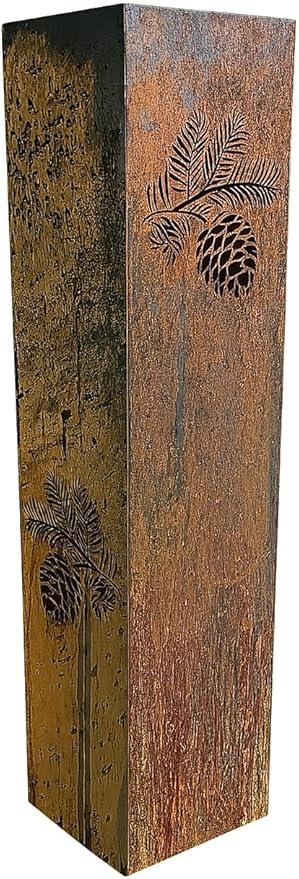 Pinecone Garden Column - Garden Decor - Garden Statue - Well Cover - Landscape Light Cover - Utility Box Cover - Outdoor Furniture and Decor (12" T x 3.5" W x 3.5" D)
