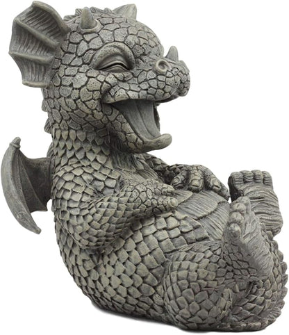 Ebros Whimsical L.O.L Soul Garden Laughing Out Loud Dragon Statue 7.75" Tall Faux Stone Resin Finish Hilarious LOL Fantasy Animated Dragons Welcome Guest Greeter Decor Figurine