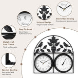 17Inch Large Outdoor Clock,Waterproof Wall Clock with Thermometer,Weatherproof Non-Ticking Quartz Battery Operated Decor Clock for Patio,Garden,Pool,Porch,House Warming Gifts