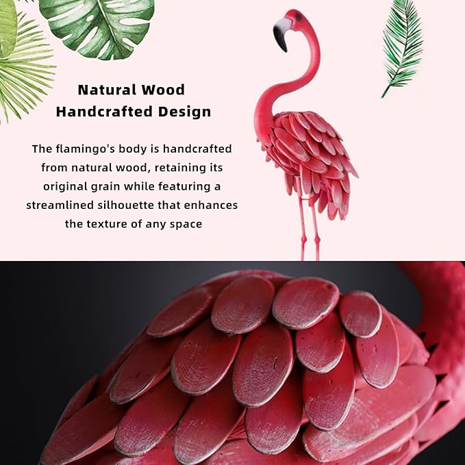 3Pcs Flamingo Outdoor Statues, Metal Flamingo Decorative Garden Sculpture with Stable Base Plate Standing Garden Statues for Home Patio Yard Display, 35", 42", 47" H, Pink