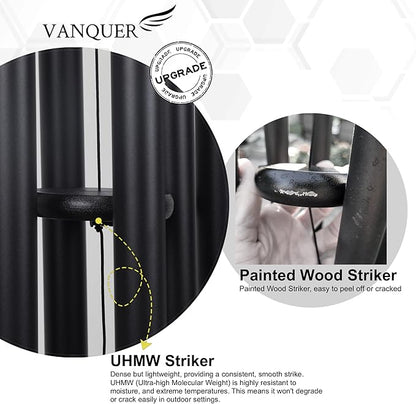 Vanquer Wind Chimes for Outside Deep Tone - 48'' Wind Chimes Outdoor Clearance, Deep Tone, Memorial WindChimes, Outdoor Décor, Wind Spinner, Sympathy Gift, Patio, Home Décor (Black)
