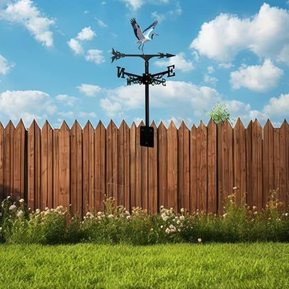 Colorful Red-Crowned Crane Weather Vane Metal Peacock Rooftop Weathervane Iron Wind Direction Indicator Garden Statue Yard Decor Lawn Ornament (Peacock Spreading) Crane a