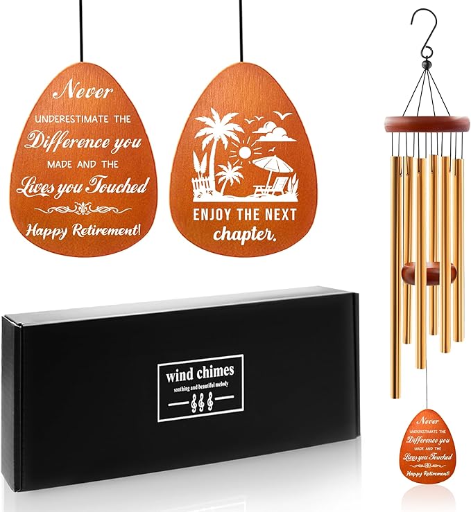 Retirement Wind Chimes - Retirement Gifts for Women, Retired Gifts for Men, Wind Chimes Gift for Woman Coworker Teacher Retired Party Decorations, 25.5" Windchimes