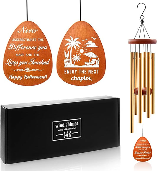 Retirement Wind Chimes - Retirement Gifts for Women, Retired Gifts for Men, Wind Chimes Gift for Woman Coworker Teacher Retired Party Decorations, 25.5" Windchimes