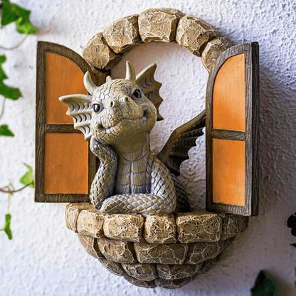 YWHWXB Garden Dragon Resin Sculpture,Lovely Outdoor Sculpture Ornaments,Garden Dragon Decor Statue for Home Patio Courtyard Lawn Decoration