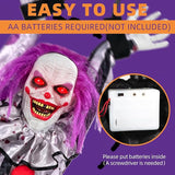 Kendane Halloween Decorations Outdoor and Indoor,Scary Halloween Animatronics Clown,Hanging Clown with Light-Up Eyes and Creepy Sound,Party Decorations for Yard Lawn,Haunted House Decor