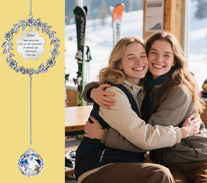 Birthday Sisters Gifts from Sister Brother, Christmas, Birthday, Valentines Day, Suncatcher Gifts for Sister/Sister in Law, Sun Catcher Sister Gift Ideas