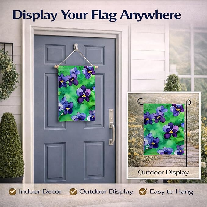 Caroline's Treasures Wisconsin Wood Violets in Watercolor Garden Flag Mailbox Flag Decorative Yard Flag Banner Outside Patio Artwork Yard Flower Beds, Garden Size, Multicolor