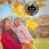 Halloween Pumpkin Wind Spinner Outdoor Decorations, 12in Large Metal 3D Kinetic Wind Sculptures Hanging for Halloween Yard Garden Decor