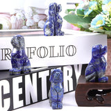 SMQ 2" Crystal Dog Figurine,Polished Mini Carved Lapis Lazuli Puppy Pet Animal Carvings Collecitble for Home Decor Gifts