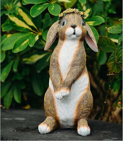 Bunny Garden Statue,Funny Rabbit Figurines Resin Animals Outdoor Statue Bunny Figurines for Yard Porch Patio, Easter Decorations Gifts for Grandma Mom Women,11.2In