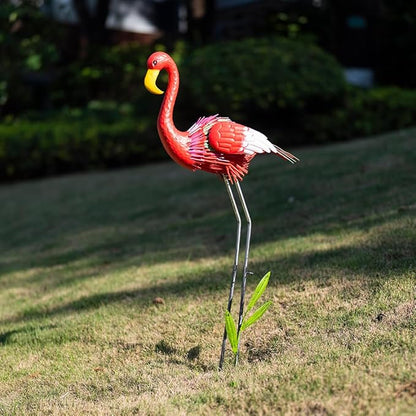 Large Flamingo Statue for Yard, 38.9 Inch Elegant Metal Flamingo Yard Art for Backyard Decor, Lawn Ornament for Patio, Pond, Garden, Present for Woman(Red)