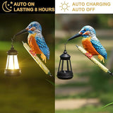 Solar Kingfisher Statue for Outdoor Garden Decor, 6.1 Inch Outside Metal Bird Craft Ornaments with Solar Lantern for Garden, Patio, Yard, Lawn -Birthday Gifts for Women Mom Grandma