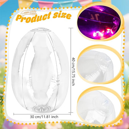 6 Pcs Inflatable Easter Eggs 16 Inch Light up Clear Inflatable Hanging Eggs Decoration for Lawn Indoor Outdoor Yard Easter Party Accessories