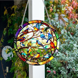 7.9'' Acrylic Window Hanging Decor,Stained Panel Hangings Decorative Acrylic Wall Decor Colorful Ornament Window Hangings for Outdoor Indoor Decor(Birds Concert)