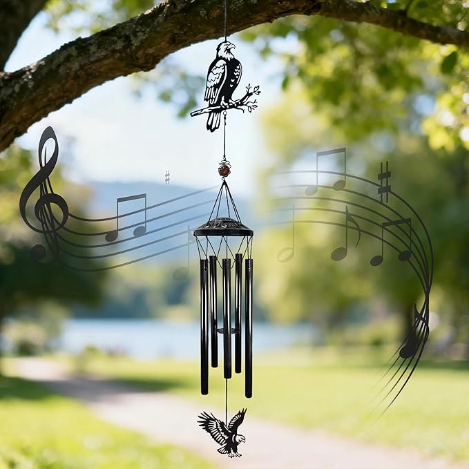 Memorial Wind Chimes Outdoor Decor - 40" Bald Eagle Large Wind Chimes for Outside Deep Tone,Memorial Windchimes for Backyard Balcony Porch Home Decor,Best Gifts for Women/Men Friend Birthday Holiday