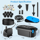 Antfraer Pond Filter with LED Lights, RGB Pond Filter with 660GPH Pump Fountain Kit, Filter Box with RGB Auto-Cycle LED Lights & 3 Spray Modes for Outdoor Ponds Clean Clear and Build Water Features