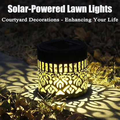 Solar Mandala Fence Lights, Decorative Solar Mandala Lights, Waterproof LED Decorative Lighting for Garden Post Patio Backyard Yard Art Decor