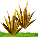 NIDONE Garden Tequila Decor, 2PCS DIY Metal Tequila Rustic Sculpture Metal Agave Yard Art for Outdoor Lawn Ornaments (Yellow)