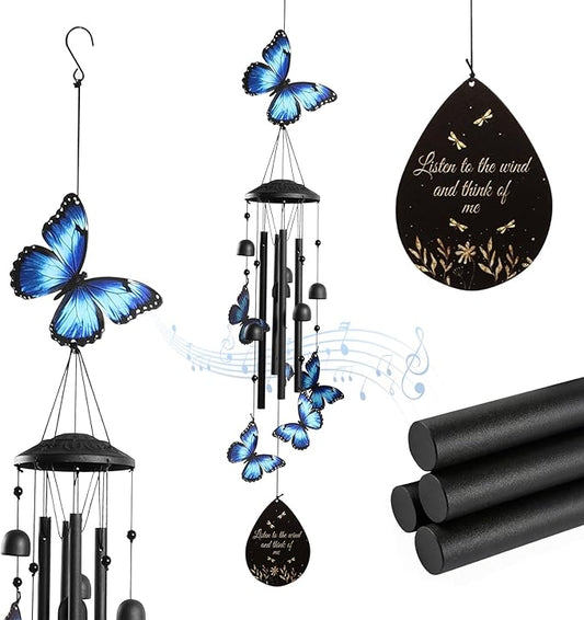 Butterfly Wind Chimes for Outside, Windchimes Outdoors Metal Wind Chimes Butterfly Garden for Patio Porch Backyard