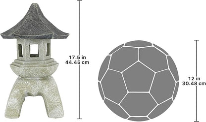Design toscano ng29870 asian decor pagoda lantern indoor/outdoor statue, 11 inches wide, 11 inches deep, 17 inches high, handcast polyresin, two tone stone finish