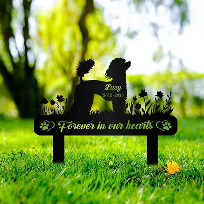 Pet Memorial Garden Sign,Personalized Dog Memorial Stake,Remembrance Stake,Poodle,Metal Stake,Poodle Sign,Garden Decor,Dog Flower Sign,Gift for Dog Lovers,Poodle Sympathy Stake.