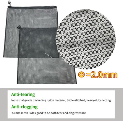 2 Pcs 17.7" x 17.7" Pond Pump Cover, Pond Pump Filter Bag, Black Media Bag Large Pump Mesh Bag for Outdoor Water Ponds Filters, Water Filter Pump, Outdoor Ponds, Garden, Swimming Pool (2Pcs)