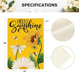 AVOIN colorlife Daisy Sunflower Hello Sunshine House Flag 28x40 Inch Double Sided, Summer Seasonal Holiday Burlap Yard Outdoor Decoration Yellow