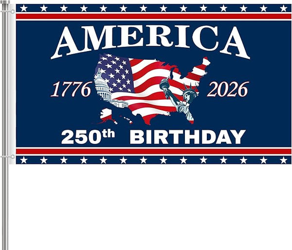 250 Anniversary USA Flag 3x5 Ft 2 Sided 3 Layers 250th Anniversary Flag We The People 1776-2026 250 Years Birthday Patriotic Decor for Outdoor Front Door Porch Wall (A)