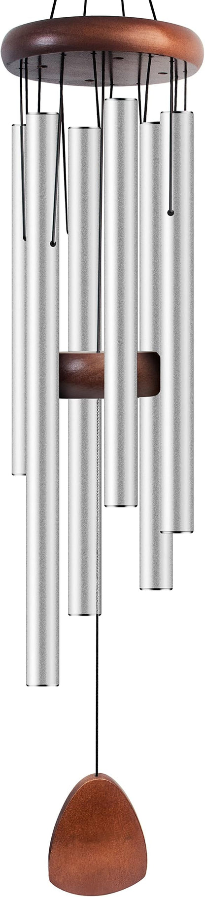 Bursvik Large Aluminium Wind Chimes 37 Inches to Create a Zen Atmosphere Suitable for Outdoor, Garden, Patio Decoration. Classic Wind Chimes with Wind Catcher Suitable as A Gift for Unisex(Silver)