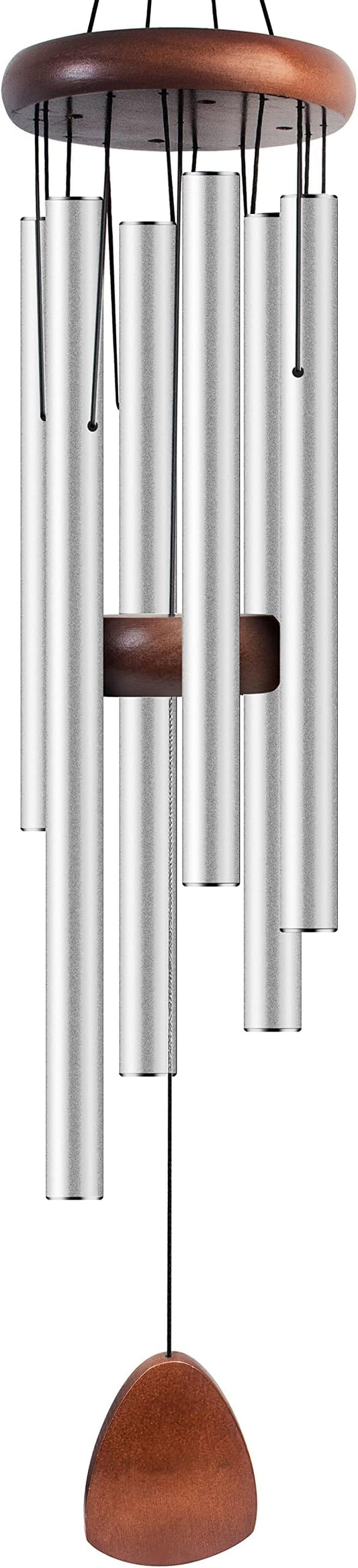 Bursvik Large Aluminium Wind Chimes 37 Inches to Create a Zen Atmosphere Suitable for Outdoor, Garden, Patio Decoration. Classic Wind Chimes with Wind Catcher Suitable as A Gift for Unisex(Silver)