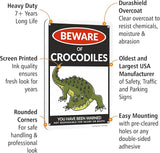 SmartSign Beware Of Crocodiles Warning Sign - 10"x7", 40 mil Laminated Rust-free Aluminum - Metal Signs for Wall Decor, Outdoors, Patio, Gifts, Cafe - Crocodile Theme, Made in USA