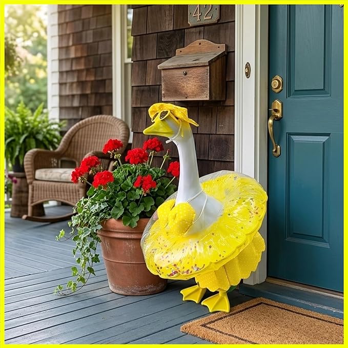 Independence Day Style Cute Outfit for 23-Inch Cement Goose – Outdoor Garden Yard Porch Decor