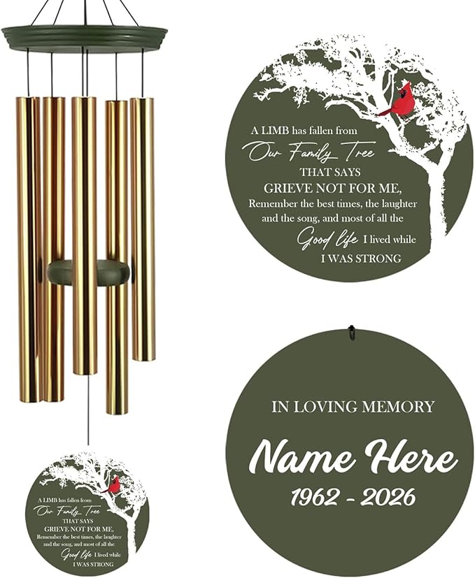ASTARIN Wind Chimes Outdoor for The Loss of Mom Dad, Personalized Customized WindChimes for Loss of Loved One, Memorial Wind Chime as Sympathy Gift, Home Garden Patio Décor, 36''(Produced in USA)