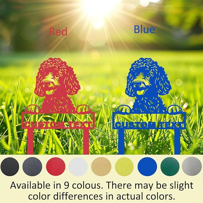 Custom Metal Poodle Garden Sign, Personalized Pet Dog House Name Sign Yard Stake Decor Lawn Patio Pathway Gardening Gift, Customized Decorative Garden Stake Cute Poodle Dog Silhouette Signs