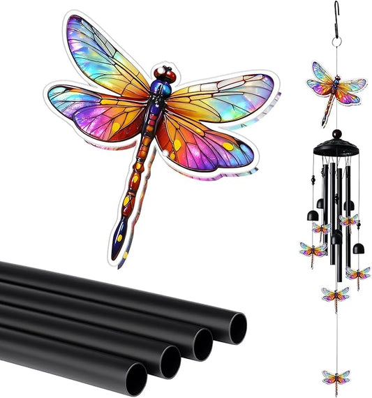 Dragonfly Wind Chimes for Outside, Black Metal Acrylic Windchimes Outdoors, Dragonflies Gifts for Women Men, Garden Yard Decor, Memorial/Birthday Gifts for Grandma Mom, Durable Chimes for Outdoors