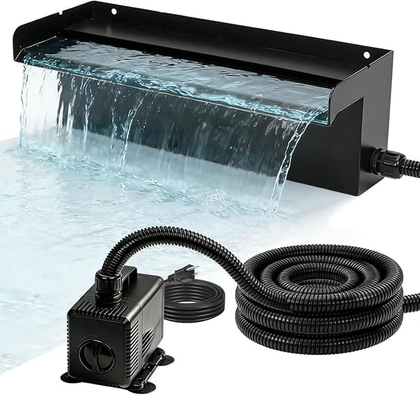 16 Inch Pond Spillway Waterfall Kit with 930GPH Pump, for Up to 6000 Gallon Ponds, Garden Patio Outdoor Water Feature,Waterfall for Pond(3-Year Warranty)