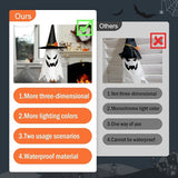Halloween Ghost Pathway Lights, 4 Pcs Ghosts with Witch Hats Decorations Path Stake Walkway Led String Lights Colorful Waterproof Battery Operated Indoor Outside Yard Hanging Front Porch Outdoor Decor