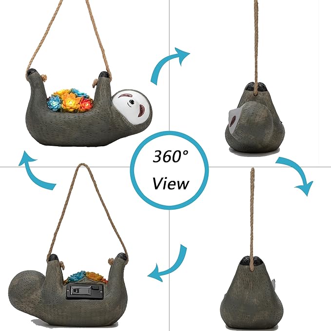 Steviieden Sloth Garden Solar Light, Cute Decor Balcony Yard Lantern Statue Garden Art Ornaments Patio Lawn Decorations Lights for House Warming Party Gift