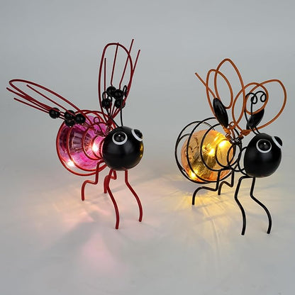 Solar Bees Lights Outdoor 2025 New Hanging Solar Garden Bee Outdoor Patio Garden Decor Simulation Bumble Solar Light for Christmas, Yard, Patio, Porch