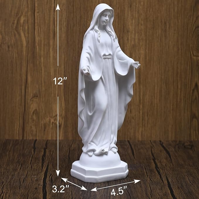 QIANLING 12-Inch Virgin Mary Statue Outdoor, Yard Decor Blessed Mary Outdoor Statue, Religious Outdoor Decor Sun Protection Mary Garden Statue, Suitable for Garden, Courtyard, Outdoor Graveyard Decor